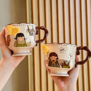 ถ้วยเซรามิกสําหรับสุภาพสตรีแบบใหม่ถ้วยกาแฟความจุขนาดใหญ่ 400 ml.