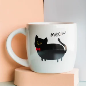TA0076-meow-mug-meow-cat-01 แก้วมัคลายแมวดำ