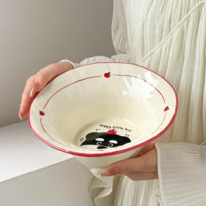 🍋ชามบะหมี่กึ่งสําเร็จรูปเซรามิกการ์ตูน | ชามซุปหนาขึ้นน่ารัก | ชามสลัดใหญ่ | ชามผลไม้ | ชามราเมน