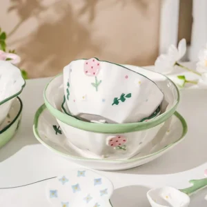 ชามก๋วยเตี๋ยว ชามเซรามิค ชามซุปสองหู ชามซุปความจุขนาดใหญ่🌸