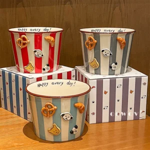 ขเซรามิกชามขนาดเล็กชามบะหมี่กึ่งสําเร็จรูปขนมขบเคี้ยวสลัดชามโยเกิร์ตน่ารัก