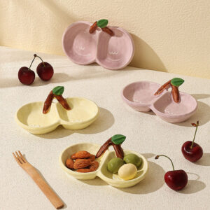ใหม่สไตล์มูลค่าสูงน่ารักเชอร์รี่ สองเท่า-ตาราง ขนมขบเคี้ยวจานครัวเรือนเซรามิค