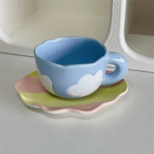 Set 𝗥𝗮𝗶𝗻𝗯𝗼𝘄 blue sky แก้วเซรามิค + จานรองแก้ว