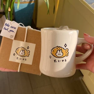 Taiyaki rabbit ceramic mug แก้วเซรามิค + ที่รองแก้ว